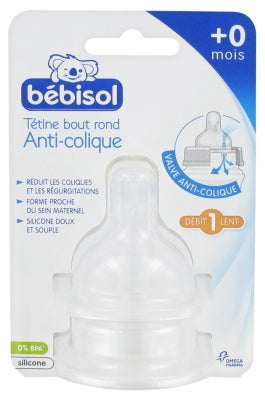 Bébisol 2 Teats Rond End Anti-Colic Flow 1 +0 Months