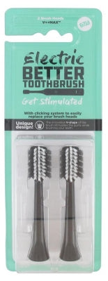 Better Toothbrush Electric V++ Max 2 Spare Heads - Colour : Black (End Of Stock Sales)