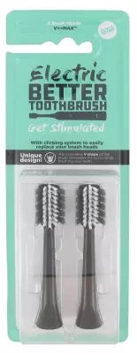 Better Toothbrush Electric V++ Max 2 Spare Heads - Colour : Black (End Of Stock Sales)