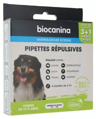 Biocanina Repellent Pipettes Dogs 15 To 30 Kg 4 Pipettes