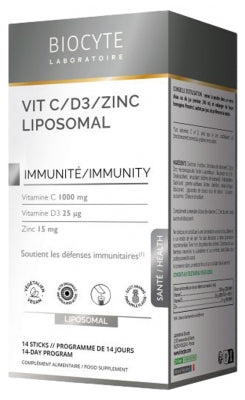 Biocyte Vitamin C/D3/Zinc Liposomal 14 Sticks