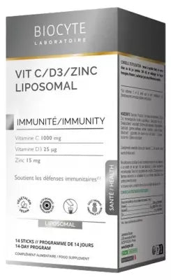 Biocyte Vitamin C/D3/Zinc Liposomal 14 Sticks