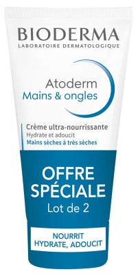 Bioderma Atoderm Ultra-Nourishing Cream Hands & Nails 2 X 50Ml