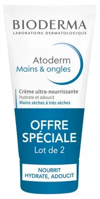 Bioderma Atoderm Ultra-Nourishing Cream Hands & Nails 2 X 50Ml
