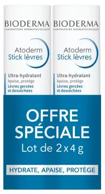 Bioderma Atoderm Ultra-Hydrating Lip Stick Lot Of 2 X 4G