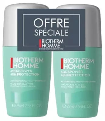 Biotherm Homme Aquapower Ice Cooling Effect 48H Anti-Perspirant Roll-On 2 X 75Ml