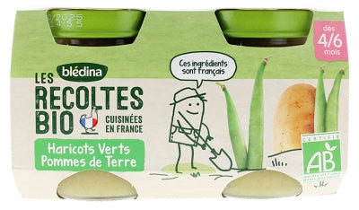 Blédina Les Récoltes Organic Green Beans Potatoes From 4/6 Months Organic 2 Jars