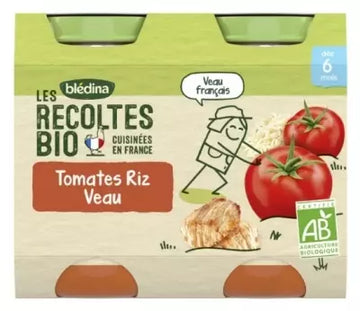 Blédina Les Récoltes Organic Tomatoes Rice Veal From 6 Months Organic 2 Jars