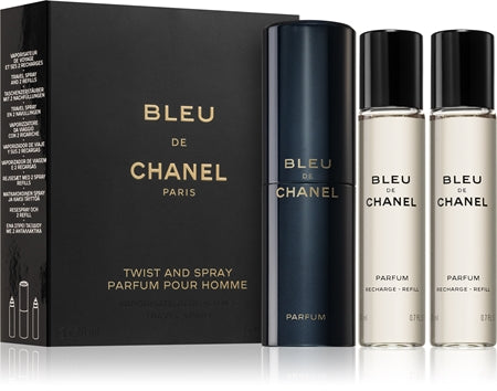 Chanel Bleu De Chanel Perfume + One Refill For Men 