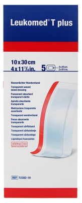 Essity Leukomed T Plus 5 Transparent Wound Island Dressings 10 X 30Cm