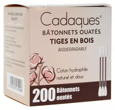 Cadaques 200 Cotton Swabs Wooden Rods