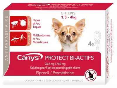 Canys Protect Bi-Actives Spot-On Solution Dogs 1,5-4Kg 4 Pipettes