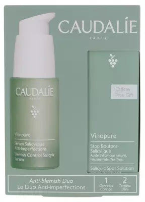 Caudalie Vinopure Sérum Salicylique Anti-Imperfections 30 Ml + Stop Boutons Salicylique 15 Ml Offert