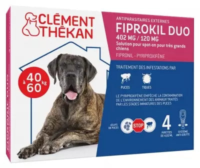 Clément Thékan Fiprokil Duo 402Mg/120Mg Dogs 4 Pipettes