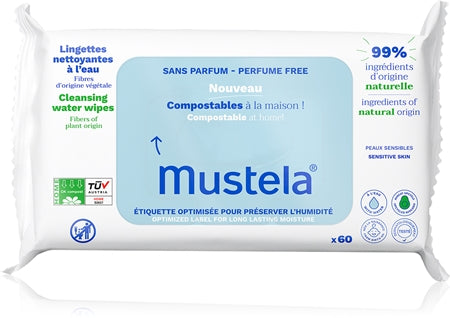 Mustela Compostable At Home Cleansing Wipes Perfume Free Cleansing Wipes Fragrance-Free 