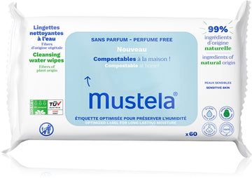 Mustela Compostable At Home Cleansing Wipes Perfume Free Cleansing Wipes Fragrance-Free 