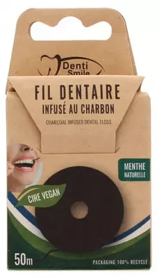 Denti Smile Charcoal Infused Dental Floss Mint Flavour 50 M