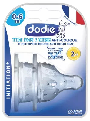 Dodie 2 Round Teats 3 Flows Anti-Colic Medium Flow 0-6 Months