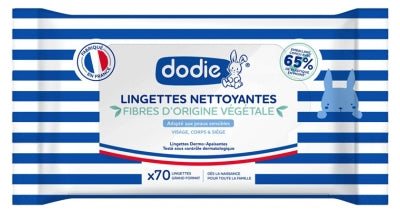 Dodie Cleansing Wipes Botanical Origin Fibers 70 Large Wipes