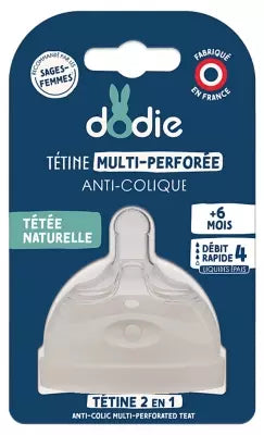 Dodie Multi-Perforated Anti-Colic Teat Rapid Flow Thick Liquids 6 Months And Up