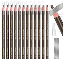 Kaiqikaixi 12 Piece Dark Brown Colour Waterproof Eyebrows Pencil Tattoo Makeup And Microblading Supplies Kit-Permanent Eye Brow Liners In Waterproof Eyebrow Pencils Peel - Brow Pencil Set For Marking(12 Pcs)  (brown)