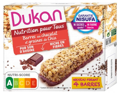 Dukan Chocolate And Chia Seed Bars 4 Bars