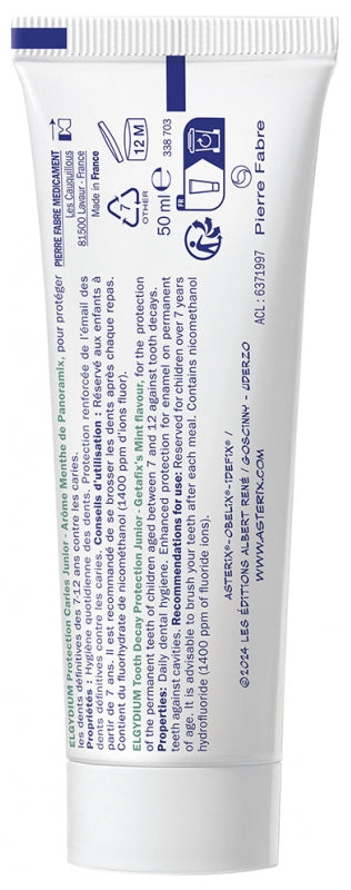 Elgydium Panoramix Toothpaste Gel Junior Cavity Protection 7/12 Years Mint 50 Ml