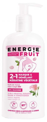 Energie Fruit 2In1 Vegetal Keratin Mask & Conditioner Monoi Oil Rose And Argan 300Ml