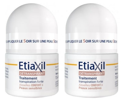 Etiaxil Confort+ Unperspirant Roll-On Treatment For Armpits Sensitive Skins 2 X 15Ml