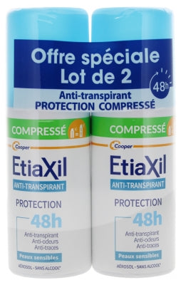 Etiaxil Deodorant Antiperspirant 48H Protection Sensitive Skin Compressed Aerosol Pack Of 2 X 100 Ml