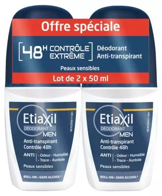 Etiaxil Deodorant Men Anti-Perspirant Control 48H Roll-On 2 X 50Ml