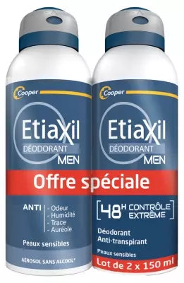 Etiaxil Deodorant Men Anti-Perspirant 48H Control Aerosol 2 X 150Ml