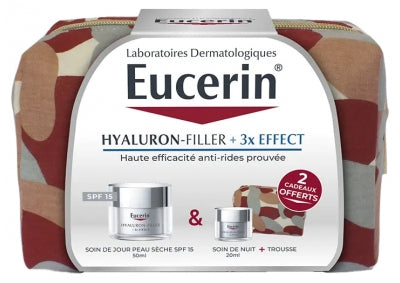Eucerin Hyaluron-Filler + 3X Effect Day Care Spf15 Dry Skin 50 Ml + Night Care 20 Ml & Kit Free