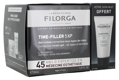 Filorga Time-Filler 5Xp Correction Cream-Gel - All Types Of Wrinkles 50 Ml + Sleep & Peel Micro-Peeling Night Cream 15 Ml Free