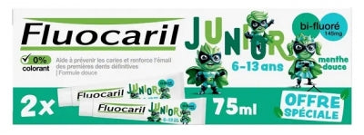 Fluocaril Junior Toothpaste 6-13 Ans Menthe Douce Lot De 2 X 75Ml