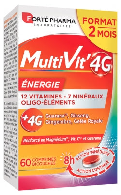Forté Pharma Multivit'4G Energy 60 Two-Layer Tablets
