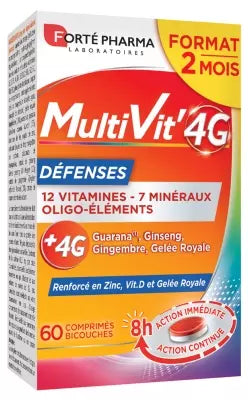 Forté Pharma Multivit'4G Défenses 60 Bi-Layers Tablets