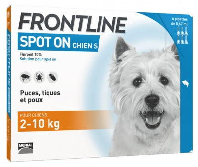 Frontline Spot-On Dog Size S (2-10Kg) 6 Pipettes