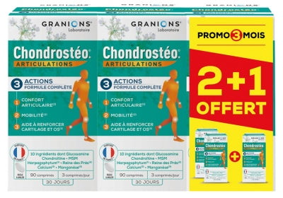 Granions Chondrostéo + Joints 3 X 90 Tablets Of Which 90 Tablets Free