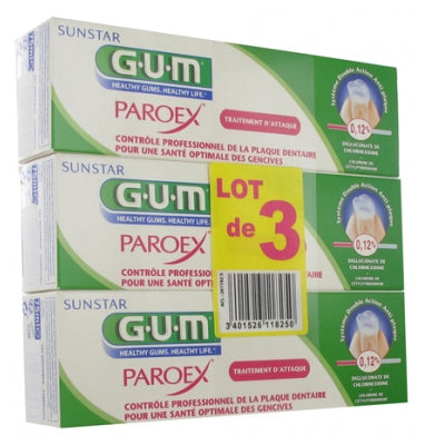 Gum Paroex Toothpaste Gel 3 X 75Ml