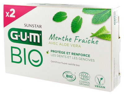 Gum Toothpaste Fresh Mint Aloe Vera Organic Lot Of 2 X 75Ml