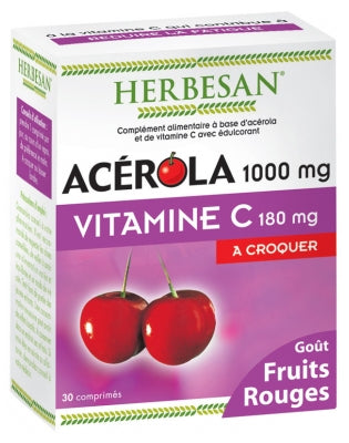 Herbesan Acerola 1000Mg Vitamin C 180Mg To Crunch 30 Tablets