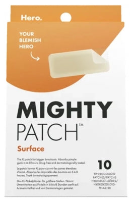 Hero Mighty Patch Surface Anti-Acne Patches Large Areas 10 Hydrocolloid Patches