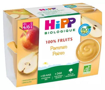 Hipp 100% Fruit Apples Pears From 4/6 Months Organic 4 Jars