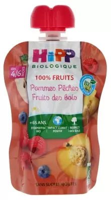 Hipp 100% Fruits Apples Peaches Forest Fruit Gourd From 4/6 Months Organic 90G