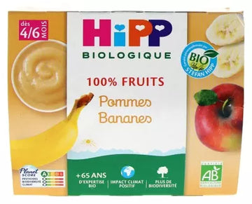 Hipp 100% Fruits Apples Bananas From 4/6 Months Organic 4 Cups