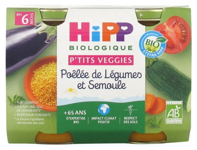 Hipp P'Tits Veggies Fried Vegetables And Semolina From 6 Months Organic 2 Jars