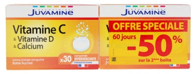 Juvamine Vitamin C Vitamin D Calcium 2 X 30 Effervescent Tablets