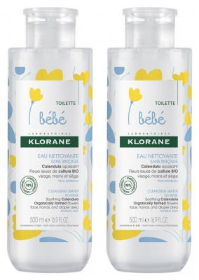 Klorane Baby No-Rinse Cleansing Water 2 X 500Ml