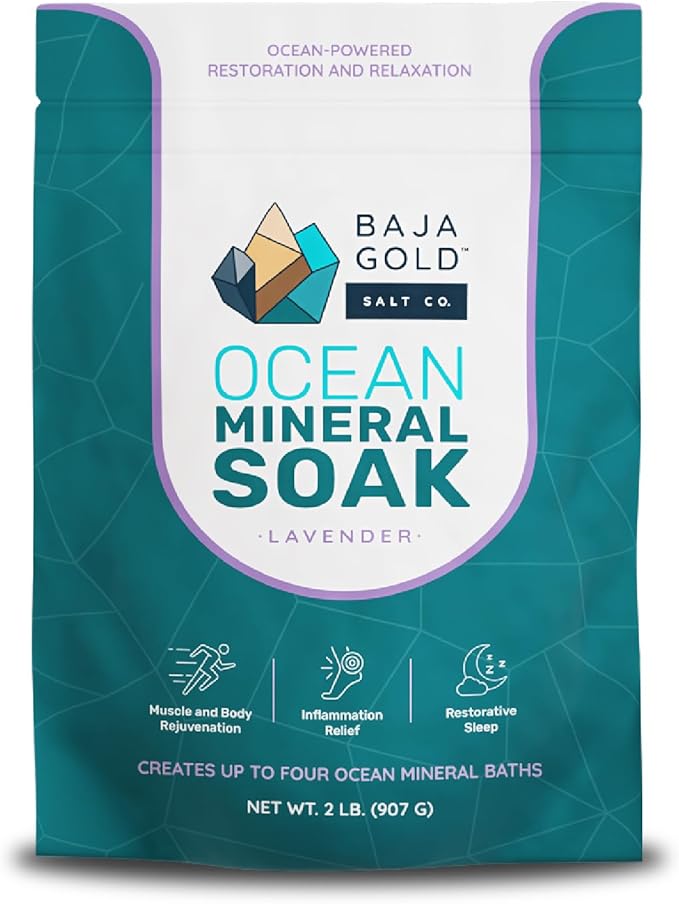 Baja Gold Ocean Mineral Soak- Mineral-Rich Epsom Salt Bath Soak for Relaxation & Skin Revitalization - Magnesium Bath Soak for Deep Sleep & Muscle Pain Recovery  2 Lb Resealable Bag